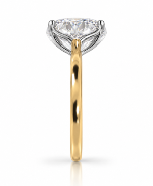 Alternative view of 750/- Yellow Lab Grown Oval 1 Pcs = 3.00ct E VVS 4 Claw Tulip Solitaire