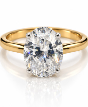 750/- Yellow Lab Grown Oval 1 Pcs = 3.00ct E VVS 4 Claw Tulip Solitaire
