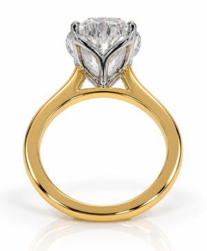 750/- Yellow Lab Grown Oval 1 Pcs = 3.00ct E VVS 4 Claw Tulip Solitaire - Image 3