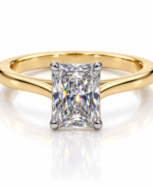 750/- Yellow Lab Grown Radiant 1 Pcs = 3.00ct  E VVS2 4 Claw Tulip Style Solitaire