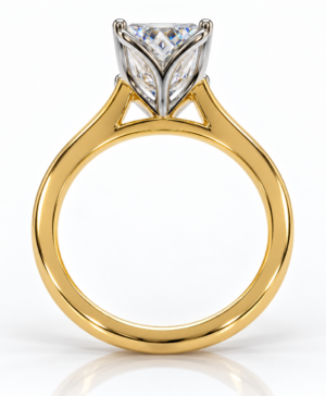 750/- Yellow Lab Grown Radiant 1 Pcs = 3.00ct E VVS2 4 Claw Tulip Style Solitaire - Image 3