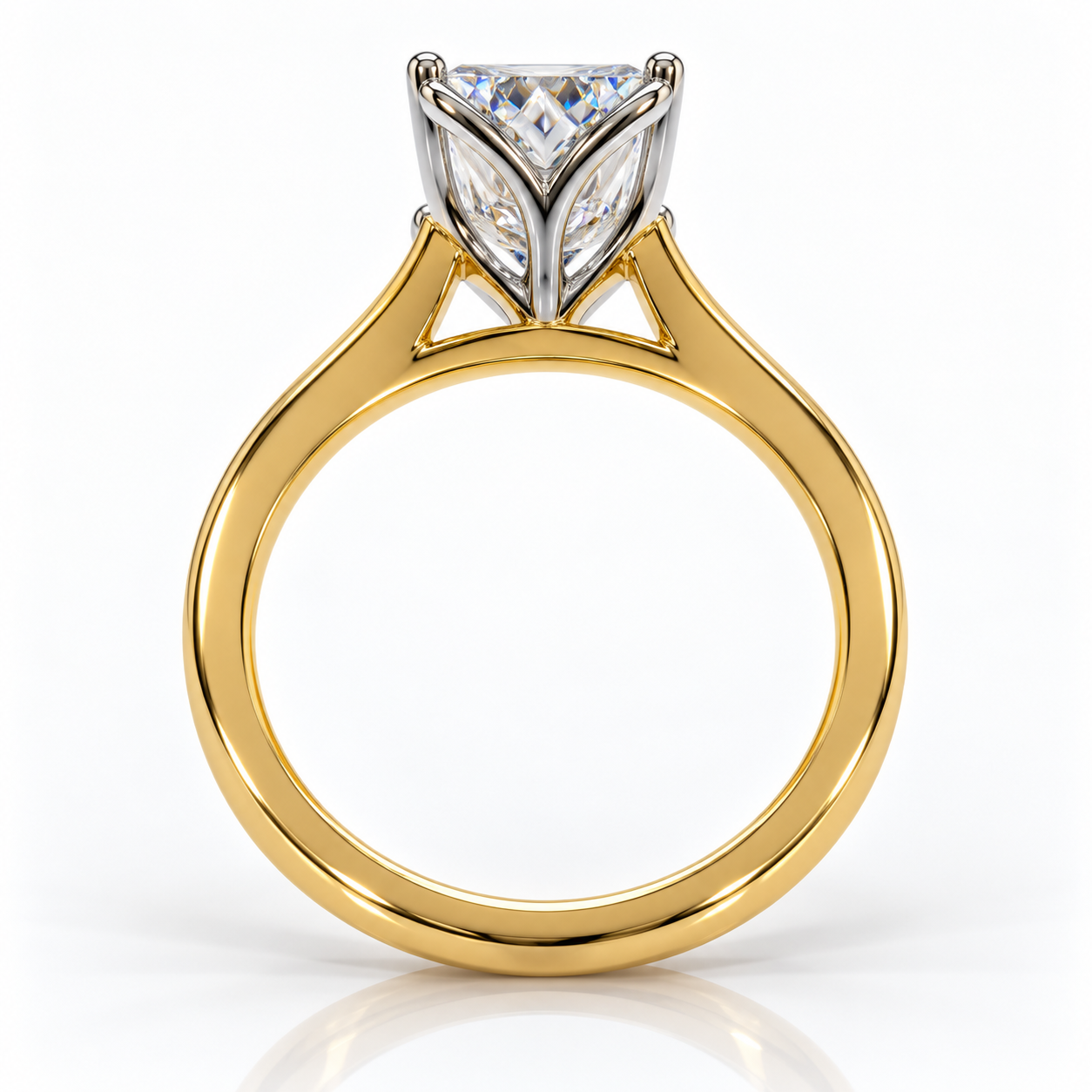 750/- Yellow Lab Grown Radiant 1 Pcs = 3.00ct E VVS2 4 Claw Tulip Style Solitaire - Image 3