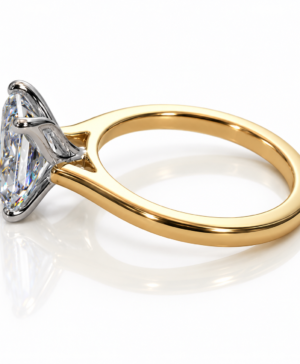 Alternative view of 750/- Yellow Lab Grown Radiant 1 Pcs = 3.00ct  E VVS2 4 Claw Tulip Style Solitaire