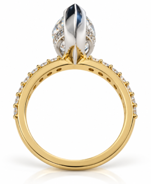 750/- Yellow/White Lab Grown Diamond Engagement Ring Marquise Centre & Hidden Halo and Diamonds On The Band TDW: 35 Pcs - 2.24ct Centre Stone E VVS - VS TDW: 1.75ct - Image 3