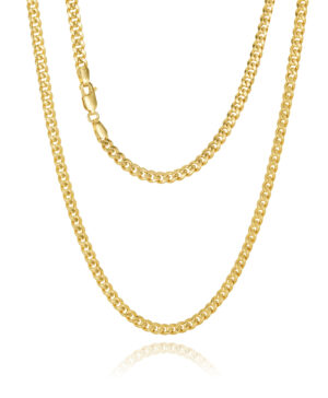 100VGB2OV-Yellow-50cm - 375/- 4mm Squared Miami Tight Rounded Hollow Curb 100 Gauge Chain
