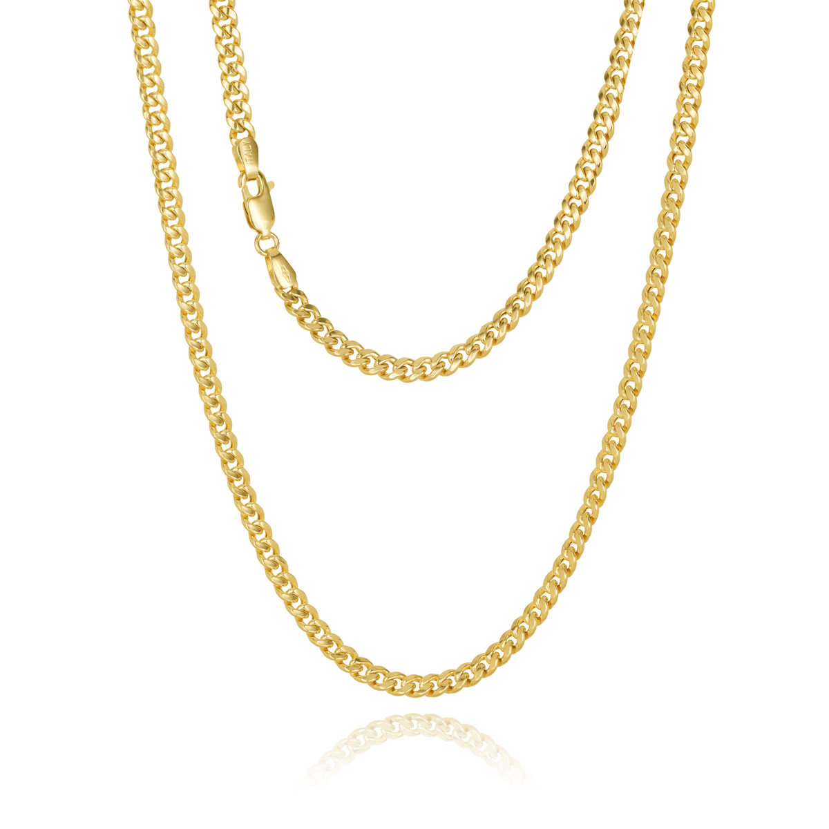 100VGB2OV-Yellow-20cm - 375/- 4mm Squared Miami Tight Rounded Hollow Curb 100 Gauge Bracelet
