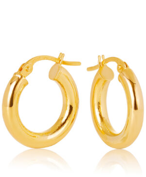 10OBC51-99 375/- 9Y Aosta Plain 3mm Round Tube 10mm Diameter Hoop Earrings