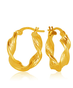 10OBC023-99 375/- 9Y Fancy Twist 10mm Diameter Hoop Earring