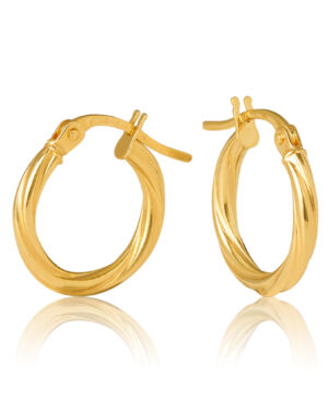 10OBC441-99 375/- 9Y Sotto 2mm Twist 15mm Diameter Gold Hoop Earring