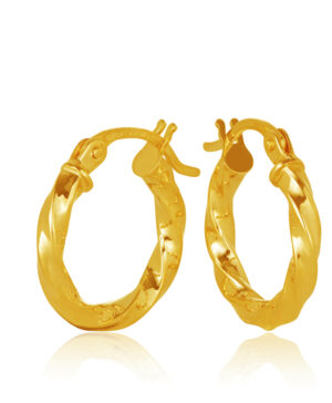 10OBC514-99 375/- 9Y Fancy Diamond Cut Twist 10mm Diameter Hoop