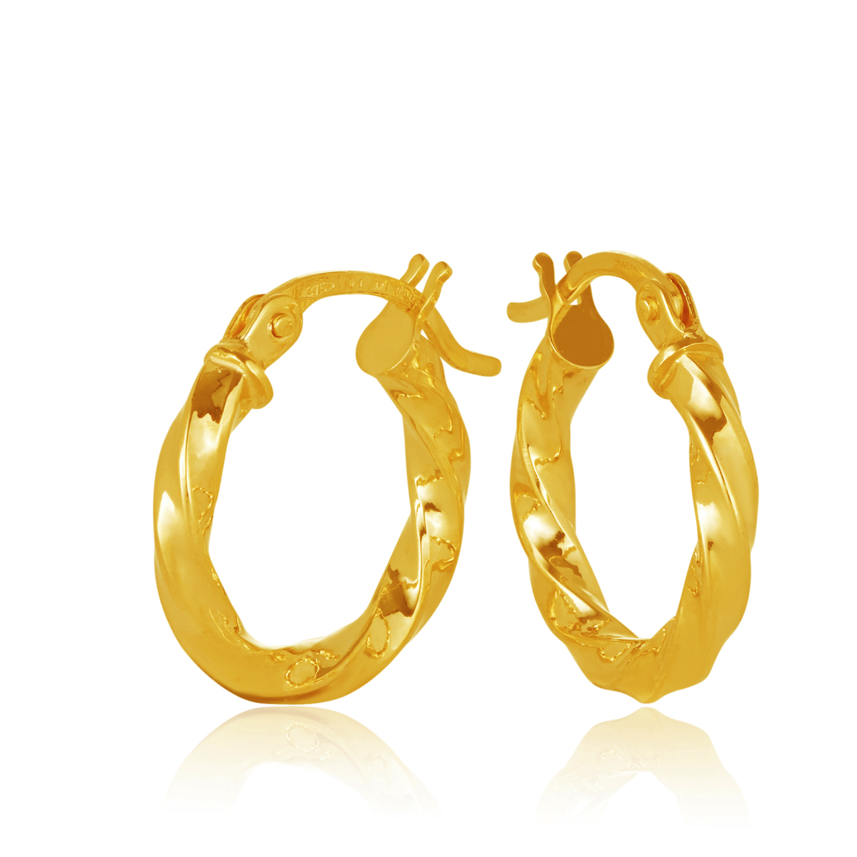 10OBC514-99 375/- 9Y Fancy Diamond Cut Twist 10mm Diameter Hoop