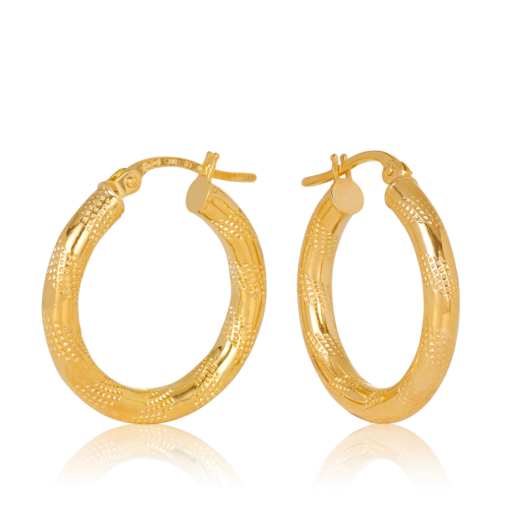 15OBC250-99 375/- 9Y Udine Gold Hoop Earring 15mm