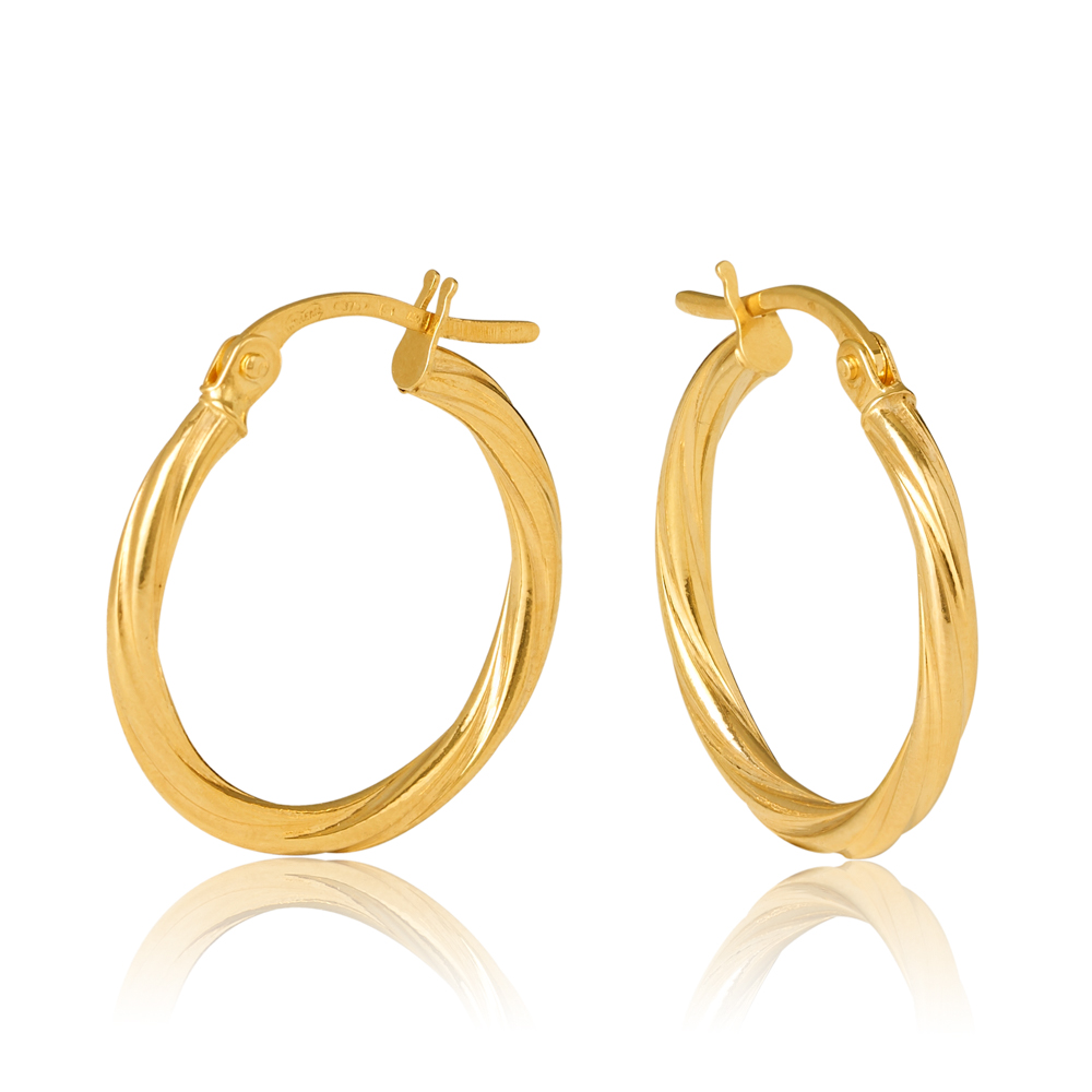 15OBC441-99 375/- 9Y Sotto 2mm Twist Tube Hoop Earring 15mm Diameter