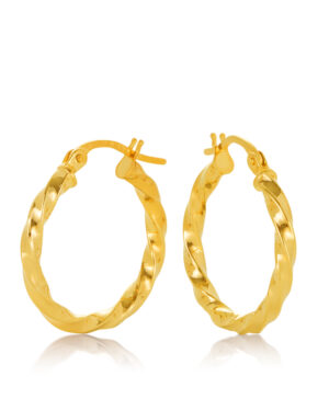 15OBC514-99 375/- Diameter, 15OBC514-99 9Y Fancy Diamond Cut Twist Hoop Earring