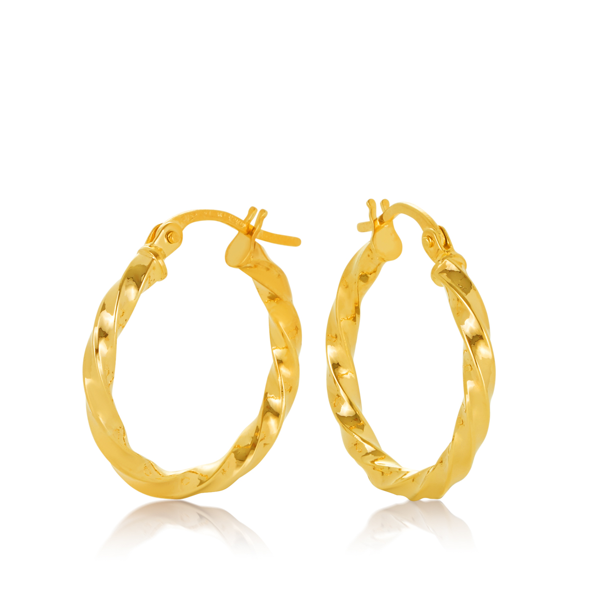 15OBC514-99 375/- Diameter, 15OBC514-99 9Y Fancy Diamond Cut Twist Hoop Earring
