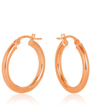 15OBC305-9900 375/- 9R Aosta Plain 2.50mm Round Hoop Earrings 20mm