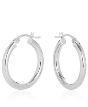 15OBC305-990 375/- 9W Aosta Plain 2.50mm Round Hoop Earrings 15mm