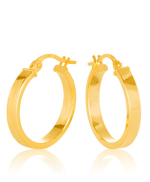 15OBC702-99 375/- 9Y 3mm Wide Plain High Polished Square Edge Hoop 15mm