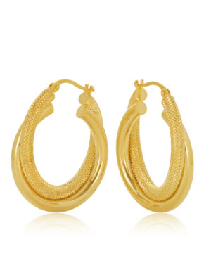20OBC194-99 375/- 9Y Double Tube, One Mesh Finish Overlapping Hoop 20mm Diameter., One Plain