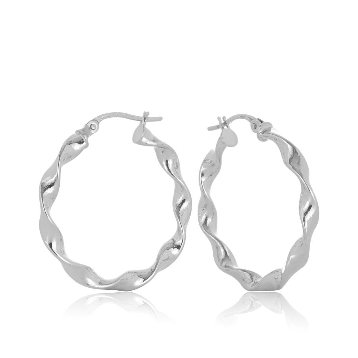 20OBC360-9900 375/- Diameter, 20OBC360-9900 9W Elongated Twist Hoop Earrings