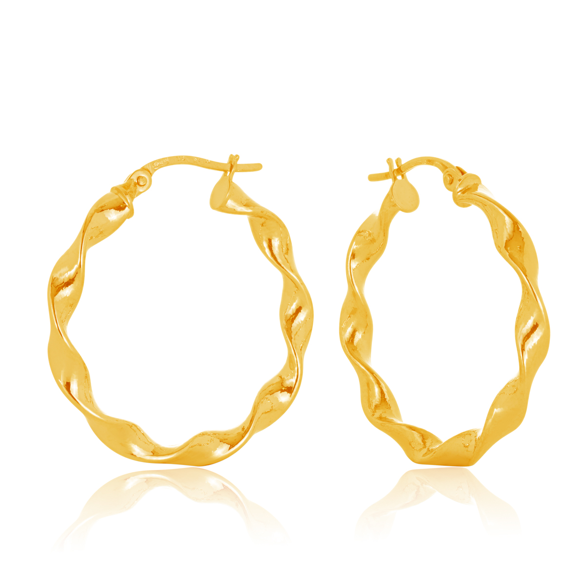 20OBC360-99 375/- Diameter., 20OBC360-99 9Y Elongated Twist Hoop Earrings