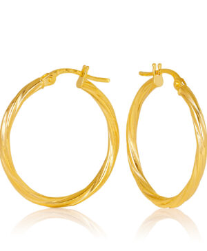 20OBC441-99 375/- 9Y Sotto 2mm Twist 20mm Diameter Gold Hoop Earring