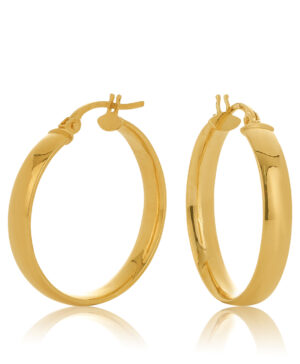 20OBC455-99 375/- 9Y Gavi Half Round Flat Hoop Earring 20mm