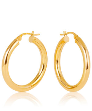 20OBC51-99 375/- 9Y Aosta Plain 3mm Round Tube Hoop Earrings 20mm Diameter