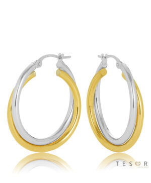 20OBC697-99 375/- 9YW Anzio Cross Over 20mm Diameter Hoop Earrings