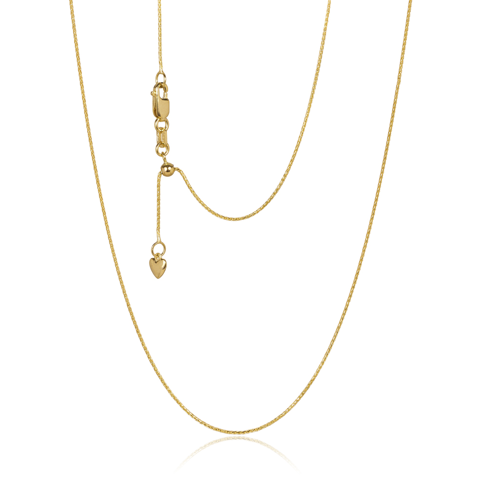 020SPID12MF37-Yellow-45cm - 375/- 0.80mm Triple Wheat 12 Cuts (Round Look), 20 Gauge Chain
