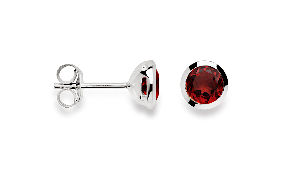 21171 – 925/- Earrings, rho. shiny, Garnet 0.9 ct