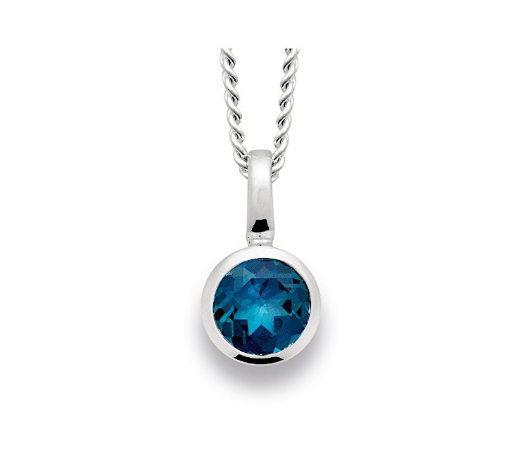 21430 – 925/- Pendant polished, topaz London Blue 1.2ct