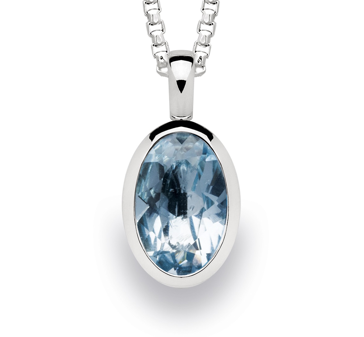 22491 – 925/- Pendant, rho. polished, blue topaz 3.3ct