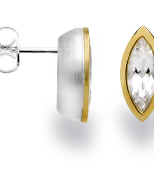 23521 – 925/- Earrings, partly fg mat/pol rho. qz 1.18CT