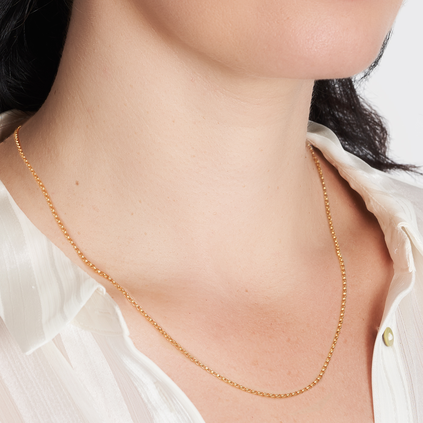 023KRD019-Yellow-45cm - 375/- 1.40mm 4 Sides Triangular Foraztine Cable Chain - Image 2