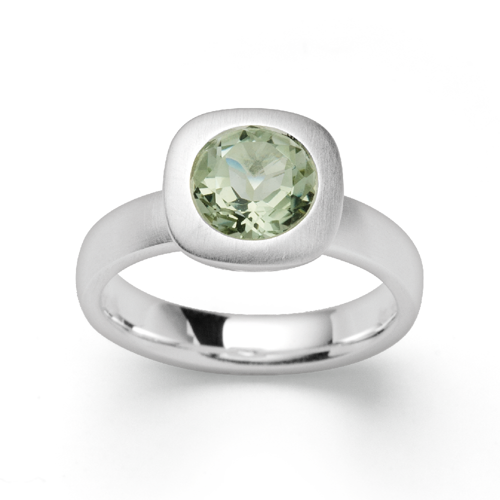 2580058 – 925/- Ring matte, light green amethyst 1.47ct