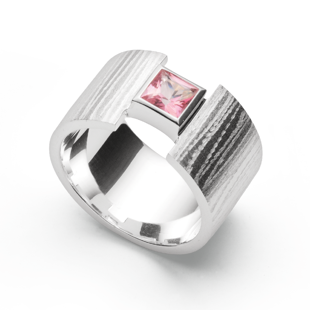 2598056 – 925/- Ring matte/brushed, PINK TOPAZ 0.70CT