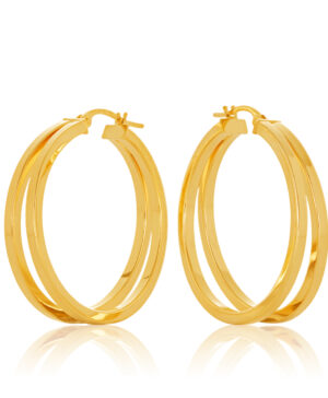 25OBC887-99 375/- Diameter., 25OBC887-99 9Y Double Square Profile Tube Hoop Earrings