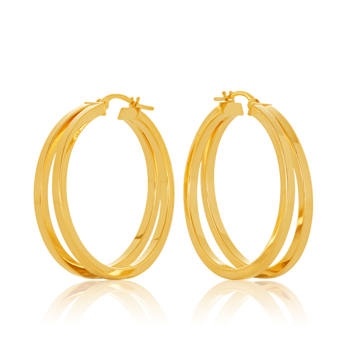 25OBC887-99 375/- Diameter., 25OBC887-99 9Y Double Square Profile Tube Hoop Earrings