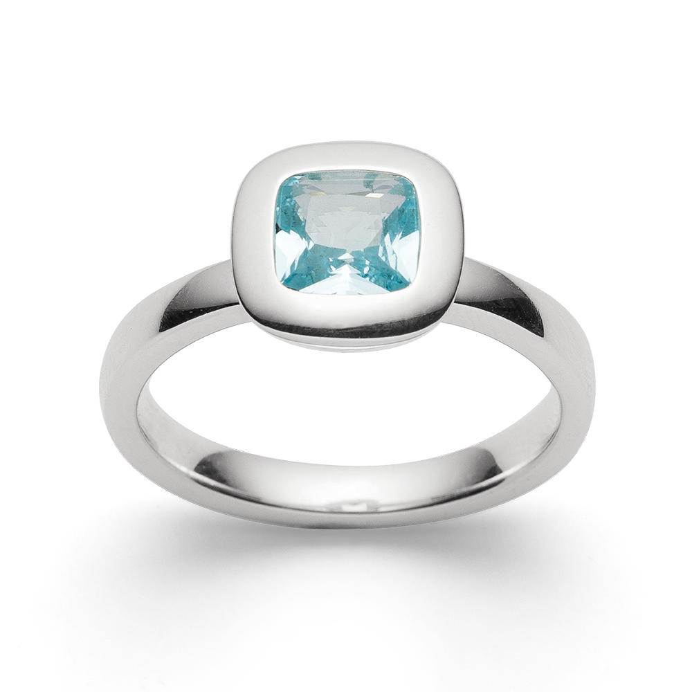 2771158 – 925/- Ring, rho. polished, blue topaz 1.07ct