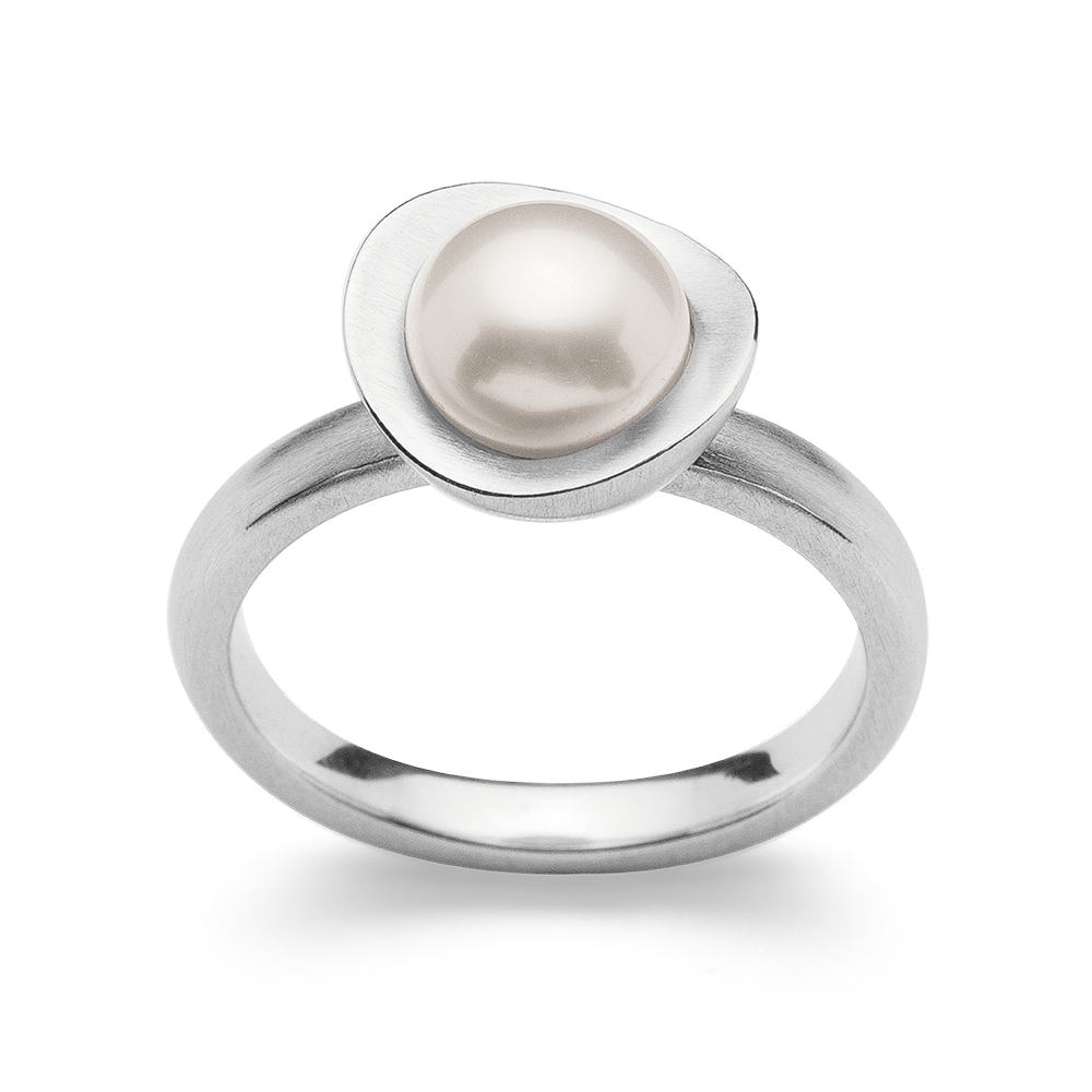 2818156 – 925/- Ring, matte rho., white cultured pearl 2.66ct