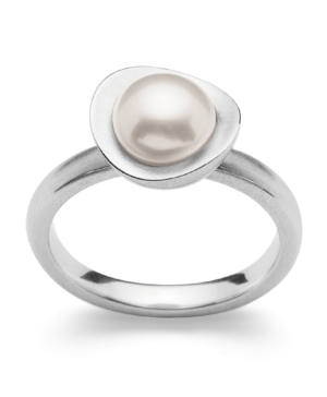 2818160 – 925/- Ring, matte rho., white cultured pearl 2.66ct