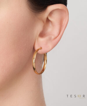 Alternative view of 30OBC455-99 375/- 9Y Gavi Half Round Flat Hoop Earring 30mm