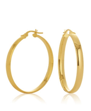 30OBC455-99 375/- 9Y Gavi Half Round Flat Hoop Earring 30mm