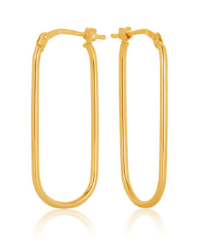 30OBC870-99 375/- Diameter, 30OBC870-99 9Y 1.5mm Round Tube Elongated Oval/Pin Profile Hoop Earring