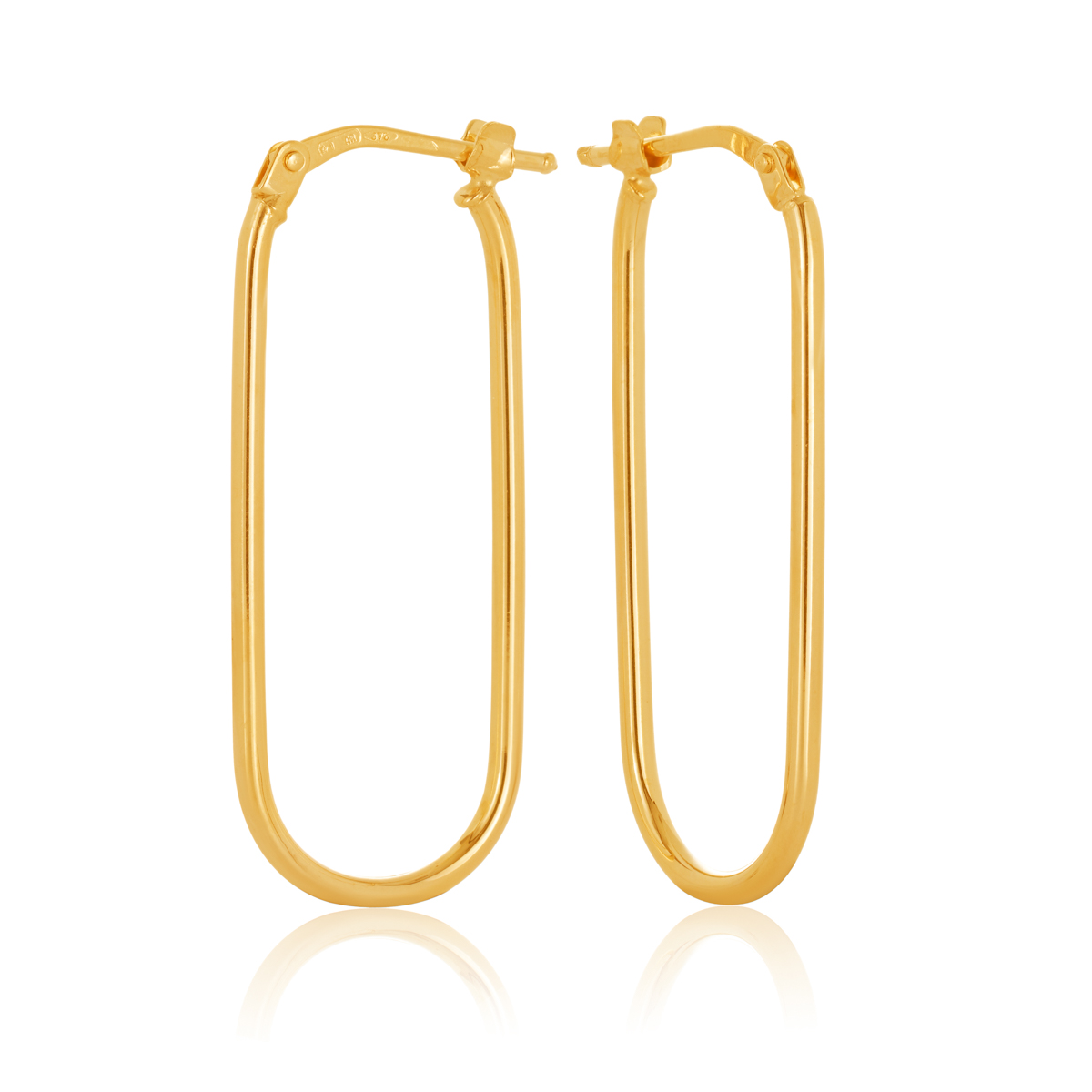 30OBC870-99 375/- Diameter, 30OBC870-99 9Y 1.5mm Round Tube Elongated Oval/Pin Profile Hoop Earring
