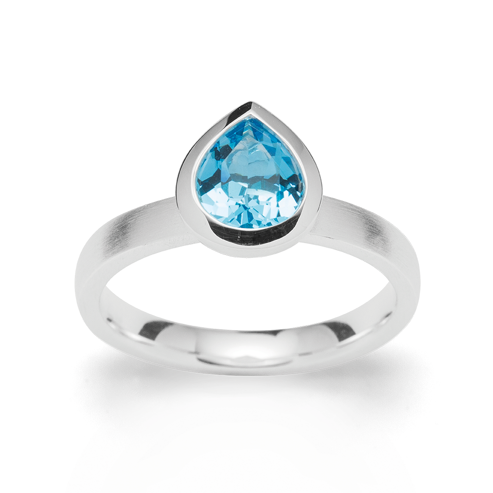 3370060 – 925/- Ring matte/shiny, blue topaz 1.54ct