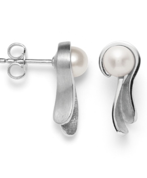 34501 – 925/- Earrings, rho. matte/shiny, cultured pearl 2.16
