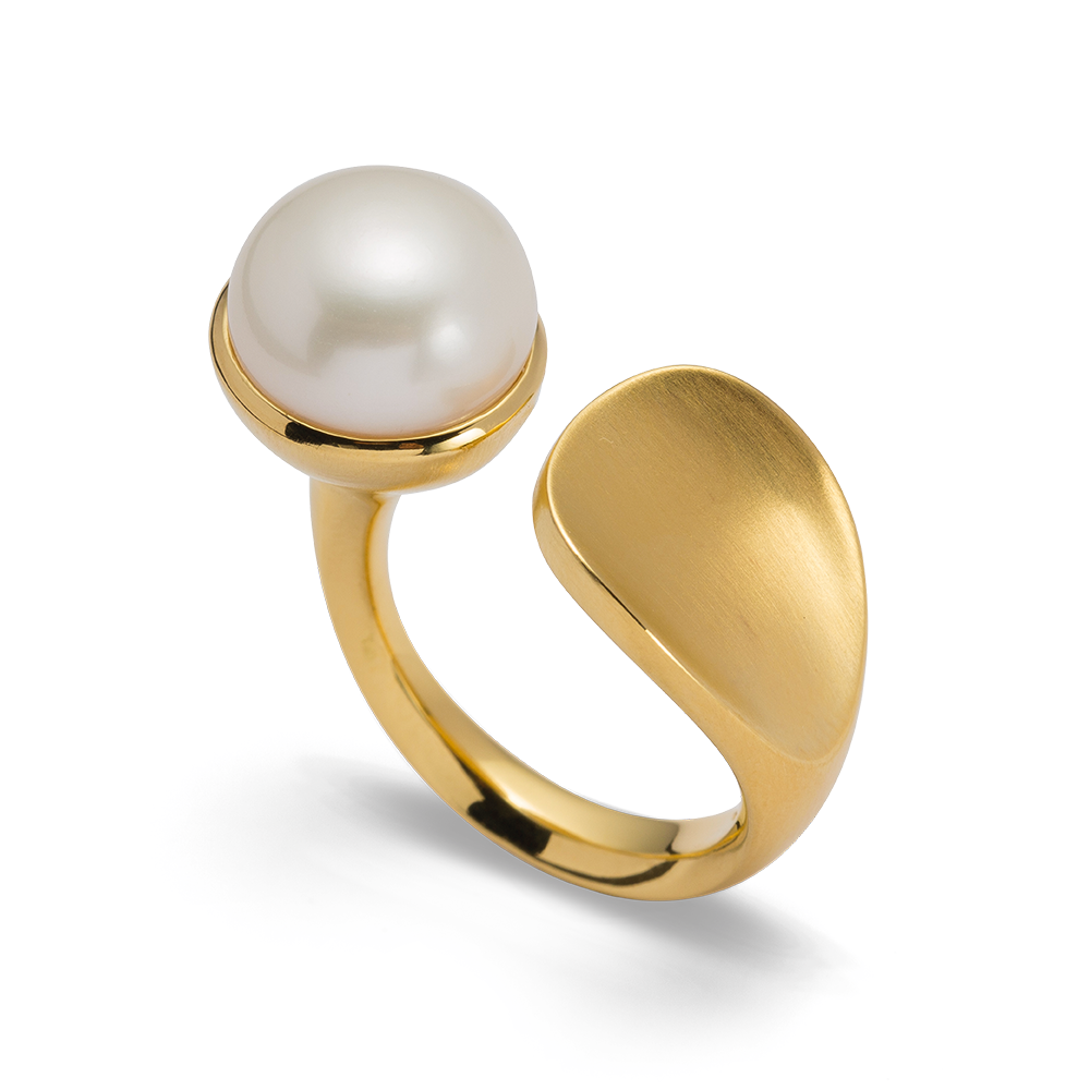 3560058 – 925/- Ring, matte/shiny color, white cultured pearl 7.87ct