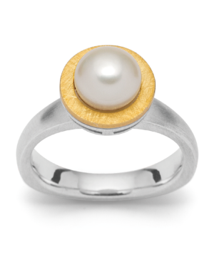 3690152 – 925/- Ring partly fg, rho. matt/brushed, pearl 2.66
